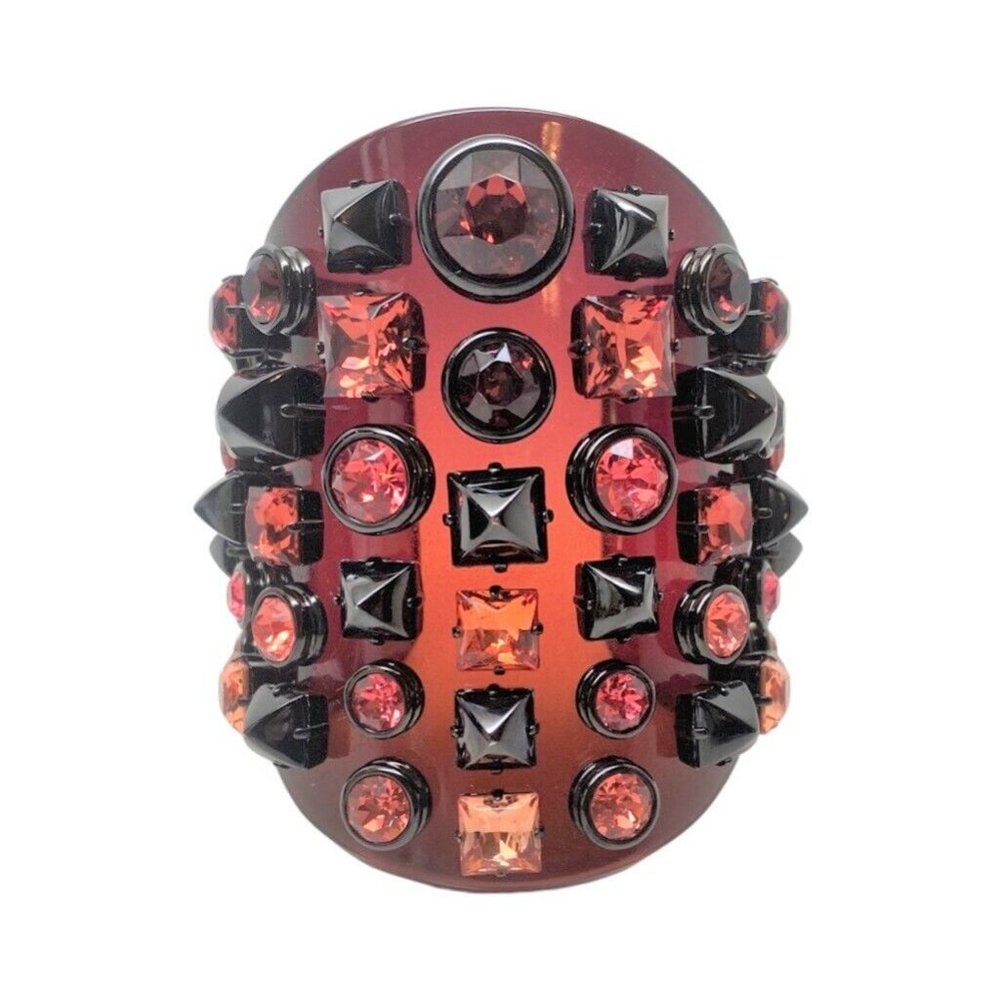 Haute Couture Gucci Burgundy Plexiglass, Crystal & Resin Large Cuff Bracelet